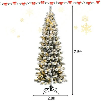 Costway 7.5FT Pre-Lit Hinged Christmas Tree Snow Flocked w/9 Modes Remote Control Lights 5 Costway 7.5FT Pre-Lit Hinged Christmas Tree Snow Flocked w/9 Modes Remote Control Lights - Image 3